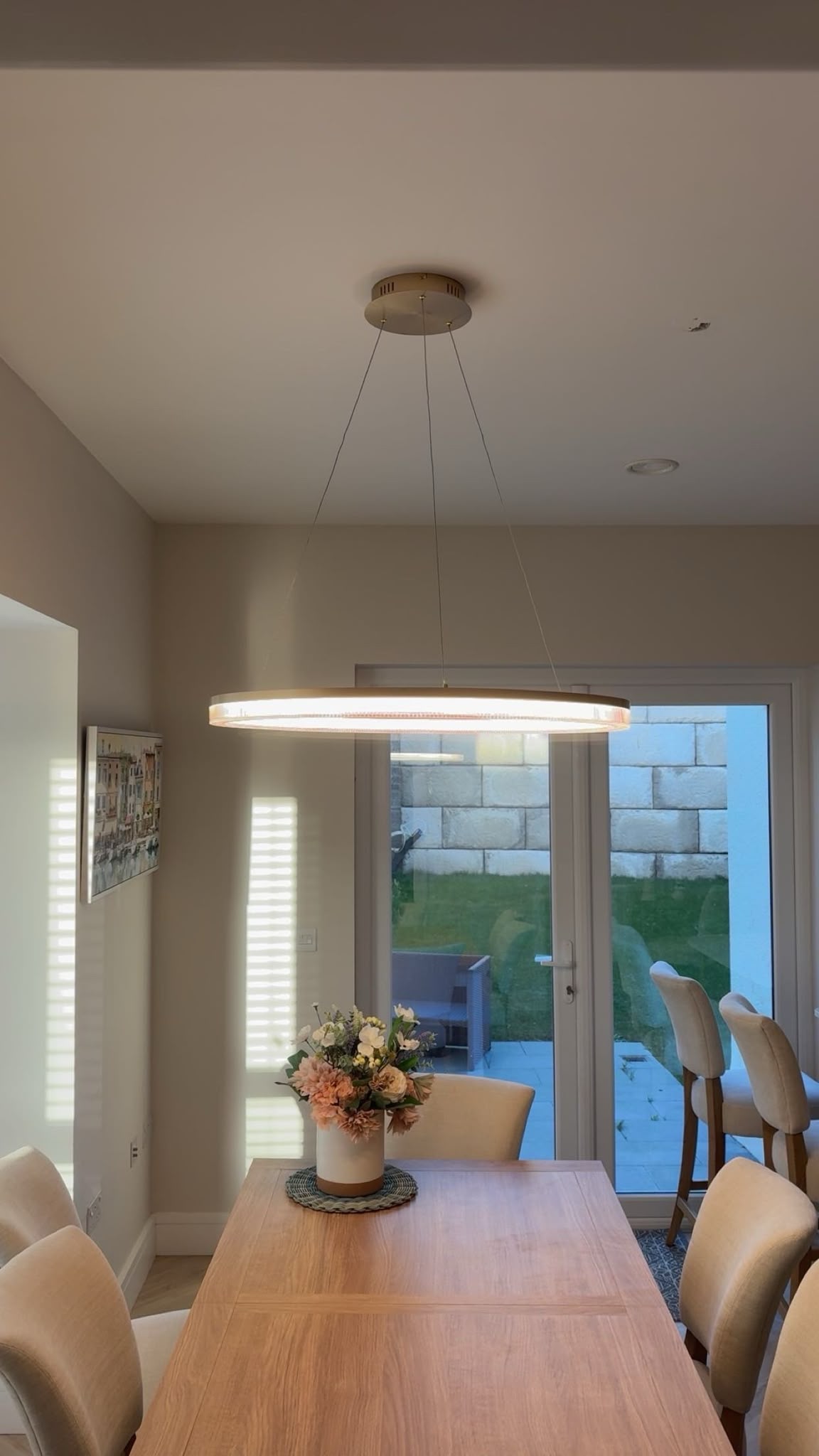 Dining room pendant light installation, Cork