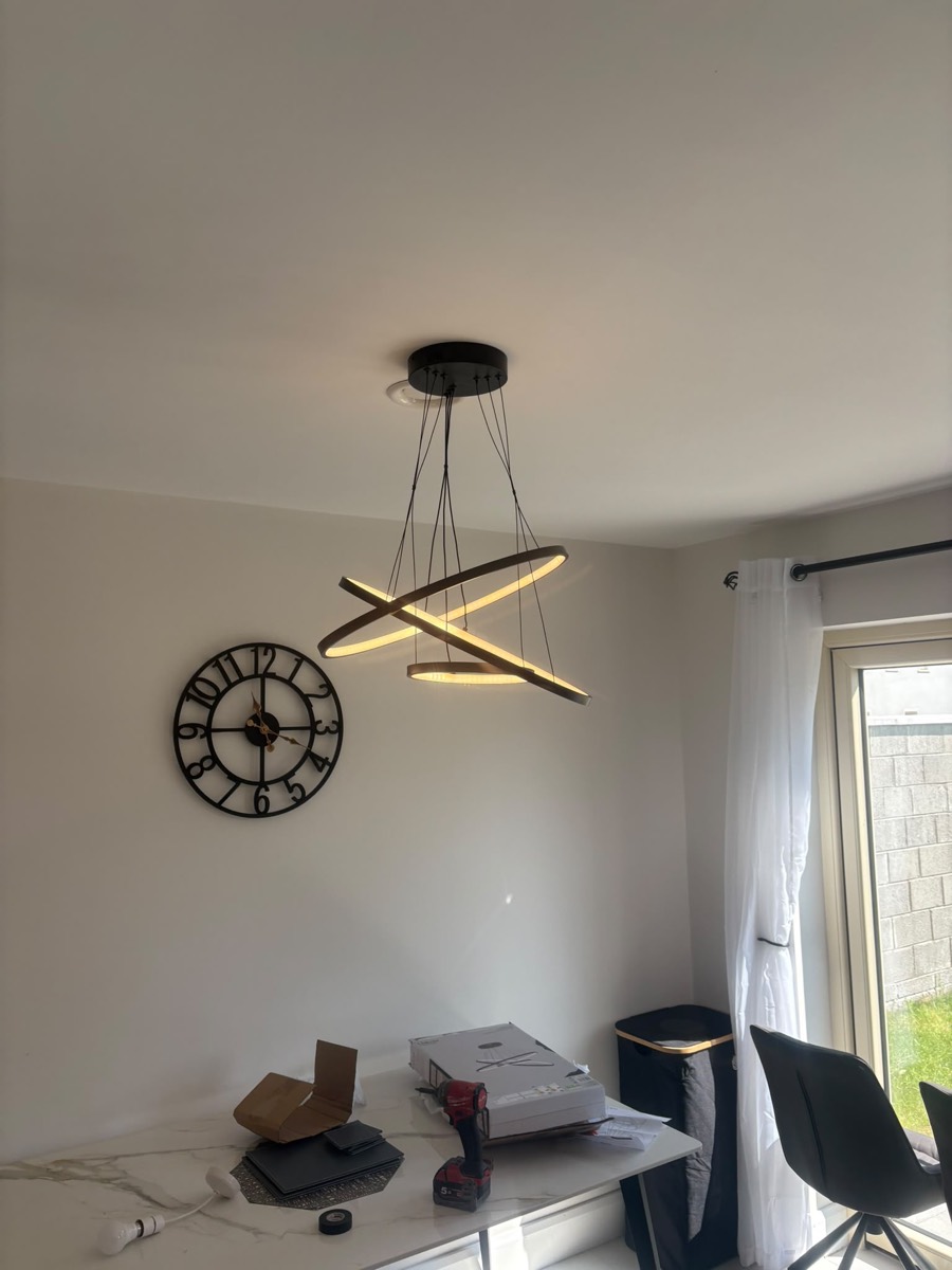 Dining room ring pendant light installation, Cork
