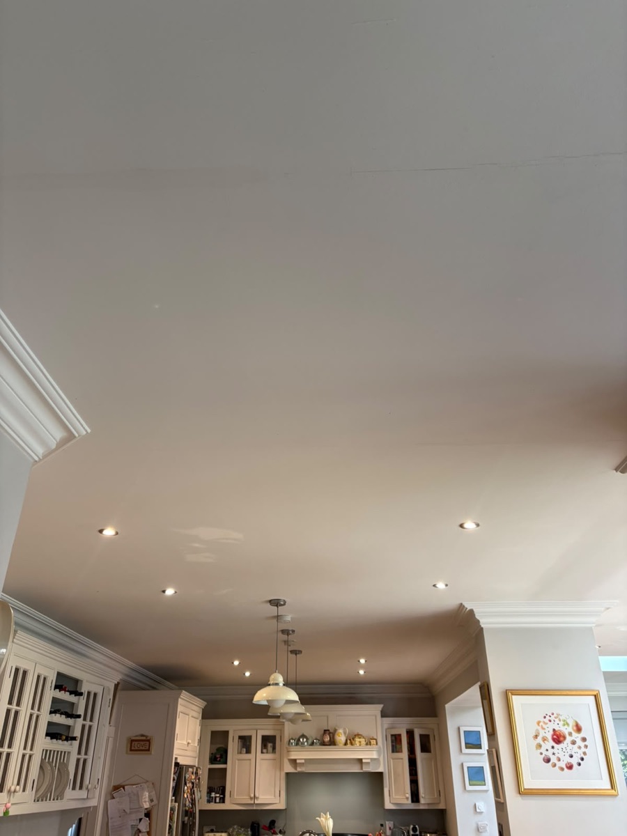 LED downlights over an open-plan kitchen, Cork
